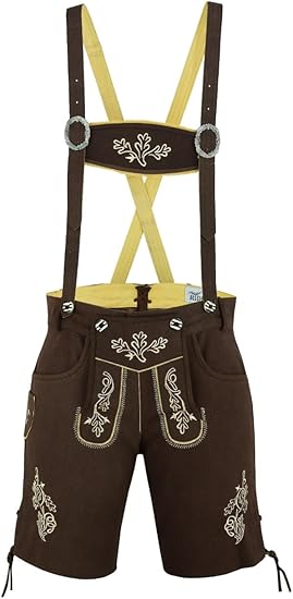 RIDEX Men's Bavarian Leather Lederhosen + Suspenders - Short