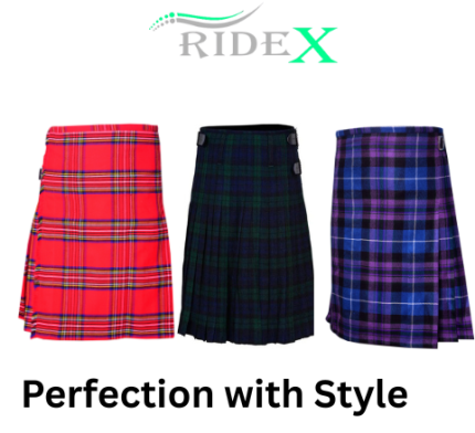 RIDEX Men's Premium 8 Yard Tartan Kilt - Scottish Traditional Highland Outfit with Free Flashes